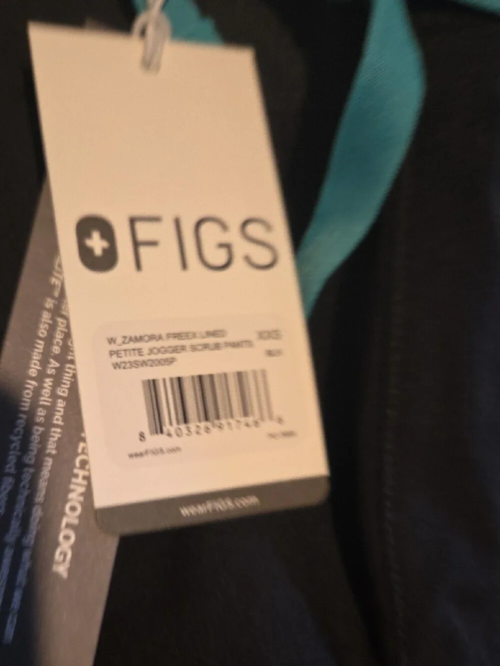 FIGS Black Jogger Pants with Teal Drawstring